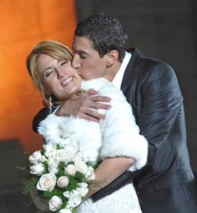 Miguel Di Maria's son Angel Fabian Di Maria with his spouse Jorgelina Cardoso at their wedding